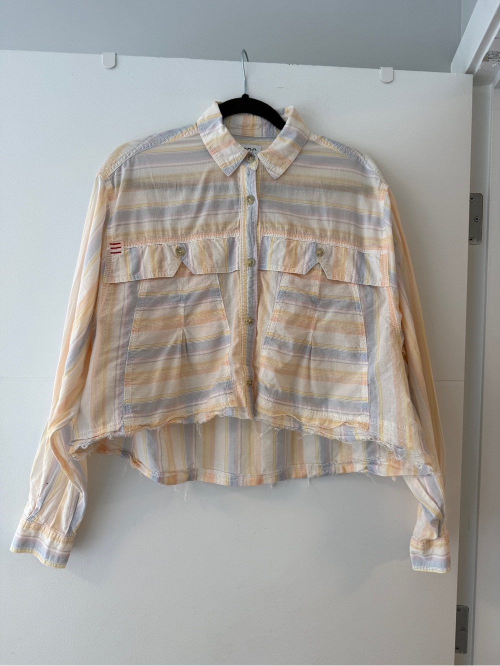 BDG Urban Outfitters Pastel Striped Cropped Button Up Shirt S